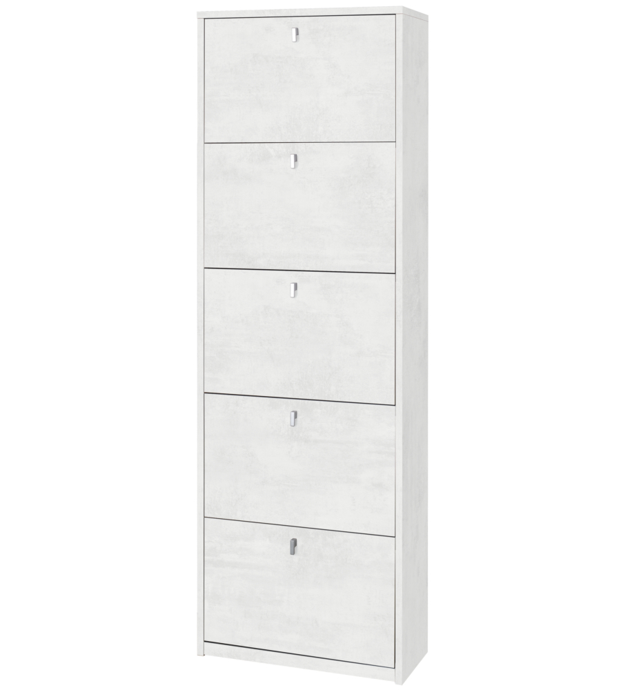 SCARPIERA BIANCA CON 5 ANTE, 63X29X190 CM