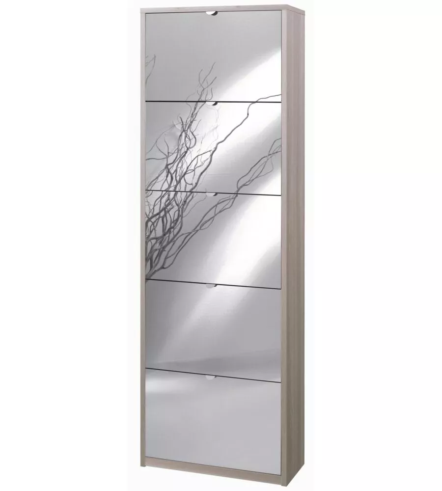 SCARPIERA OLMO CON 5 ANTE A SPECCHIO, 63X29X127 CM