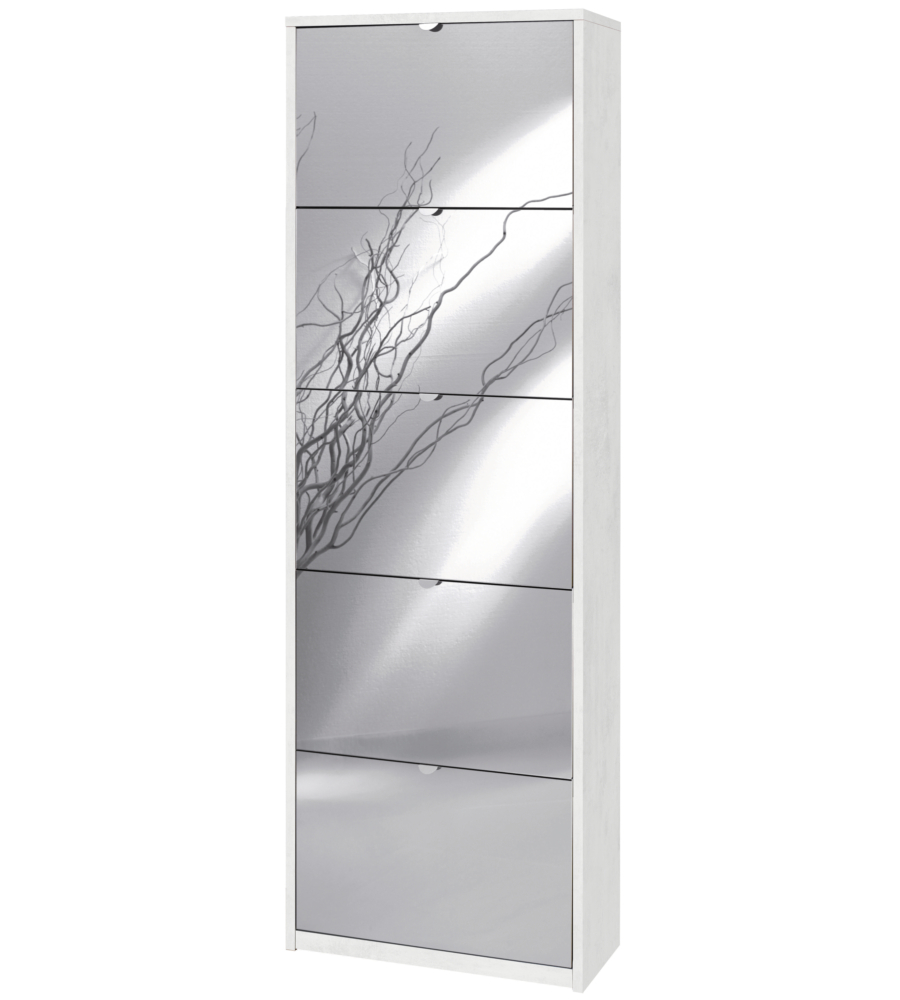 SCARPIERA BIANCA CON 5 ANTE A SPECCHIO, 63X29X190 CM