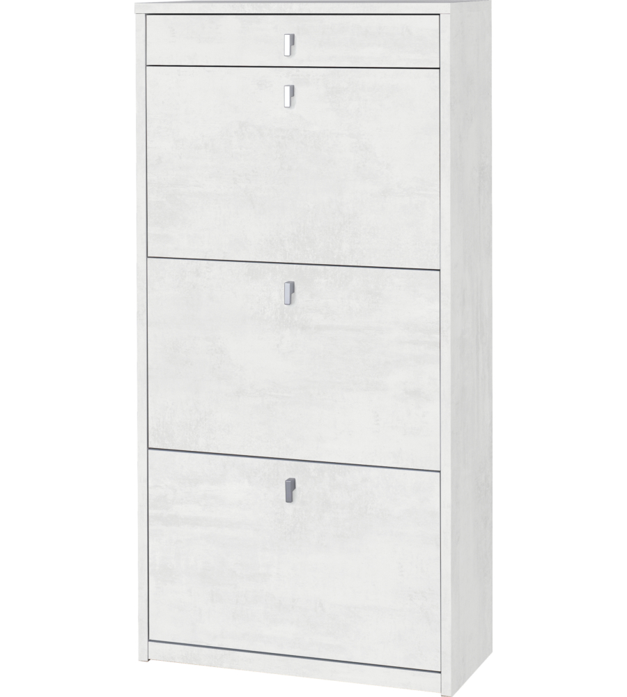SCARPIERA BIANCA CON 3 ANTE E 1 CASSETTO, 63X29X127 CM
