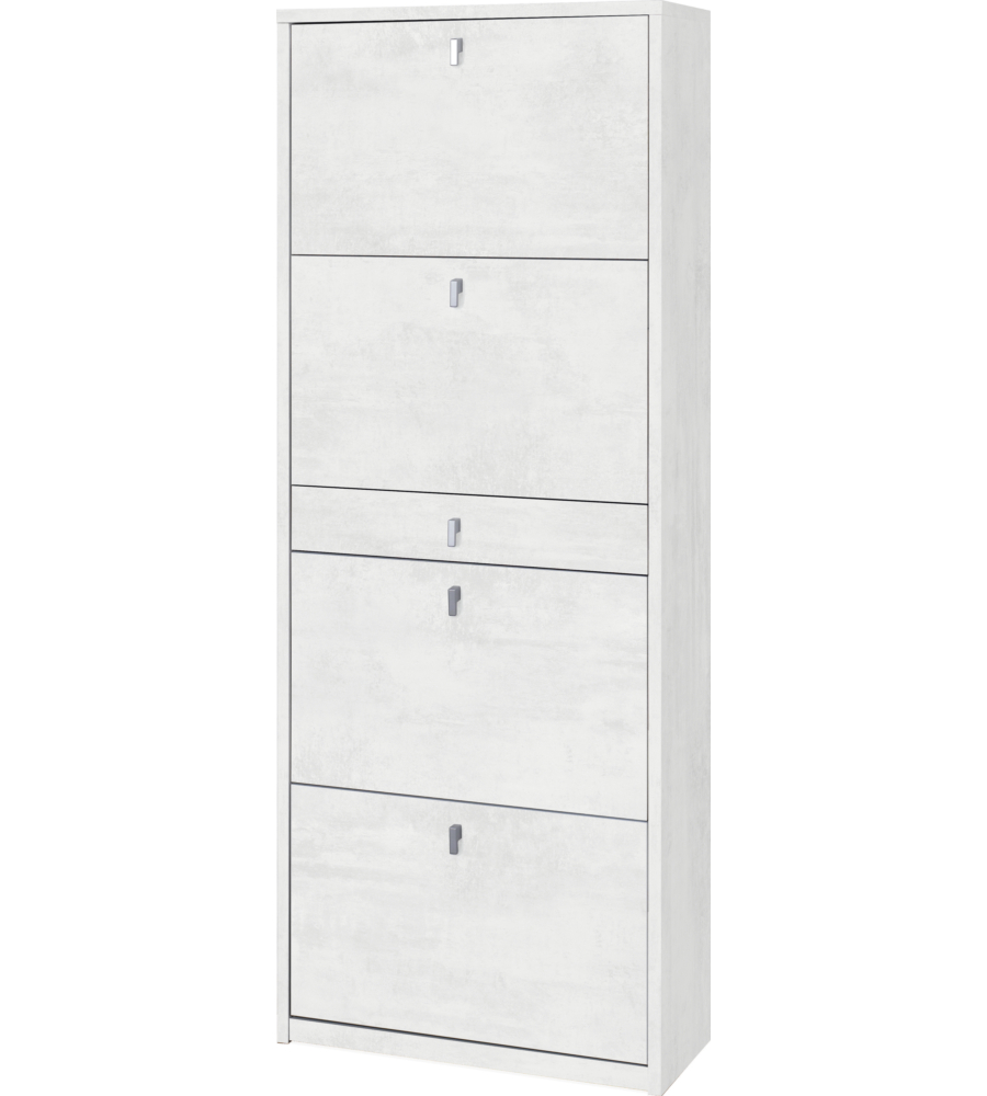 SCARPIERA BIANCA CON 4 ANTE E 1 CASSETTO, 63X29X164 CM