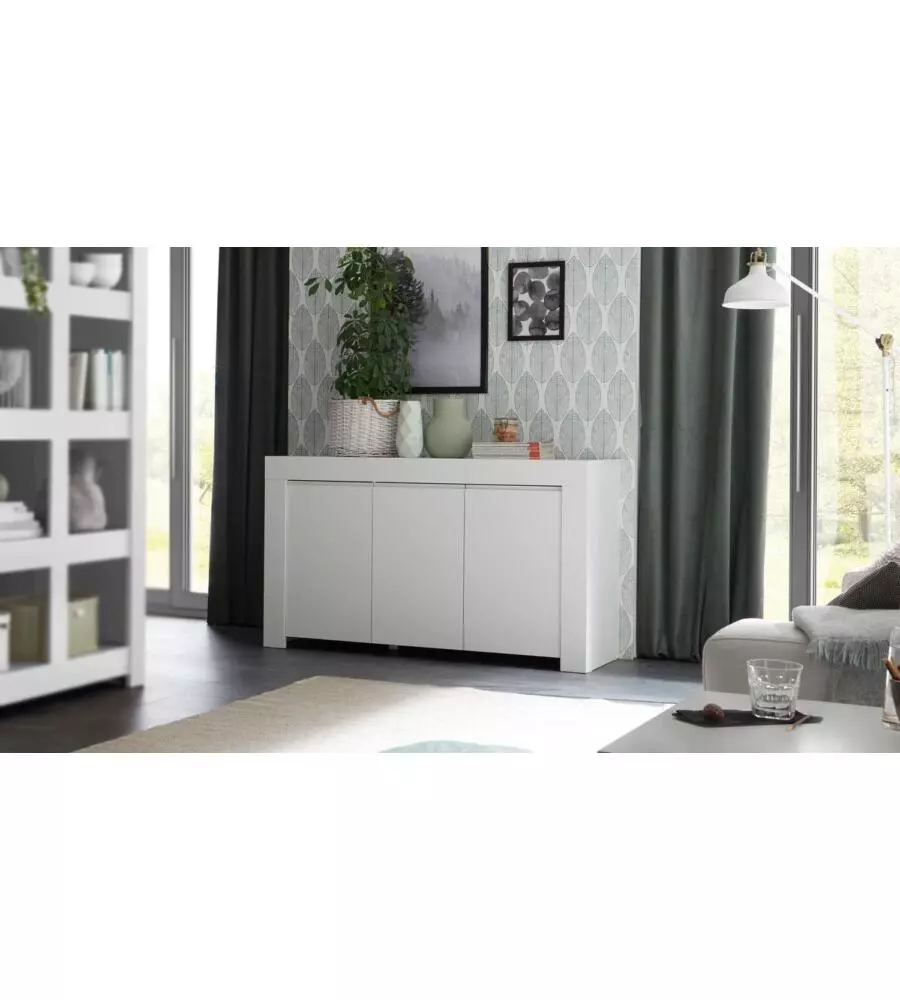 CREDENZA "FIRENZE" 3 ANTE BIANCO OPACO, 138X81X42 CM