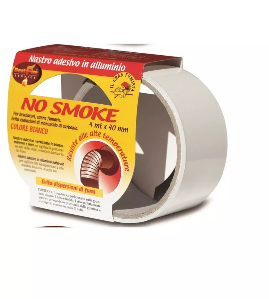 NASTRO ADESIVO BEST FIRE "NO SMOKE" IN ALLUMINIO COLORE BIANCO, 40 MM X 4 MT