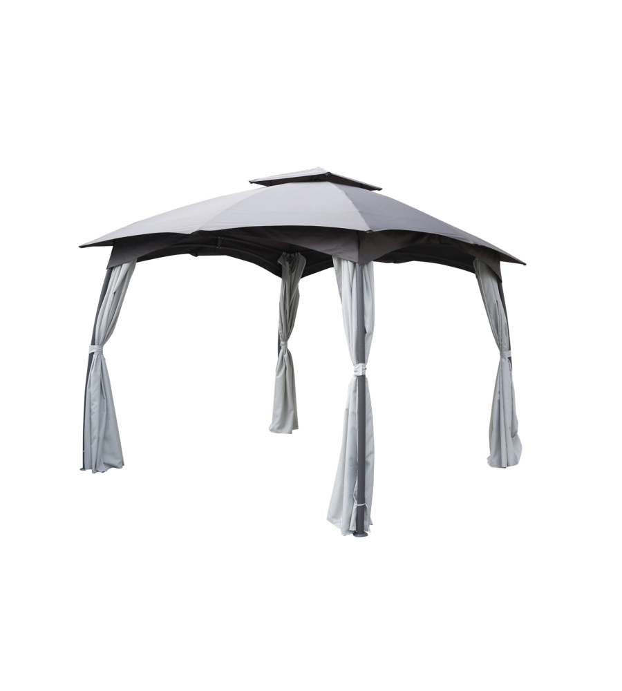 GAZEBO DA ESTERNO CON DOPPIO TETTO EUROGARDEN "BERLINO" IN ACCIAIO GRIGIO 3X3 M