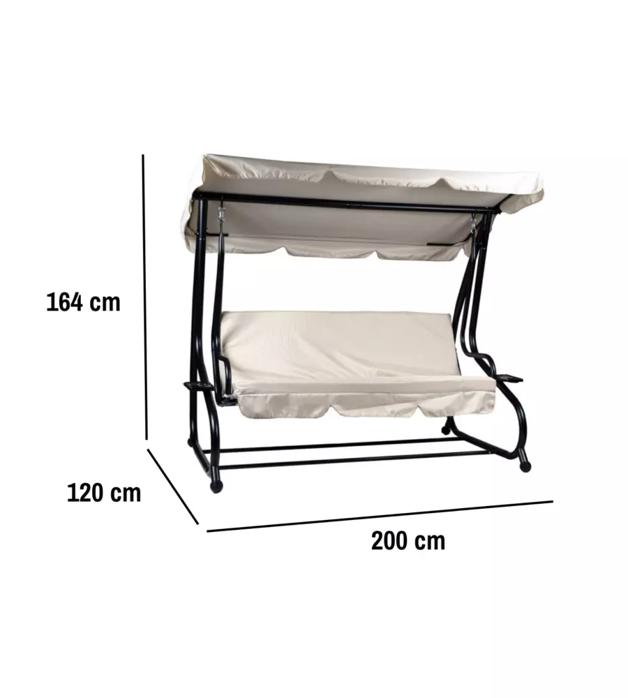 DONDOLO DA ESTERNO 3 POSTI EUROGARDEN BEIGE 200X120X164 CM