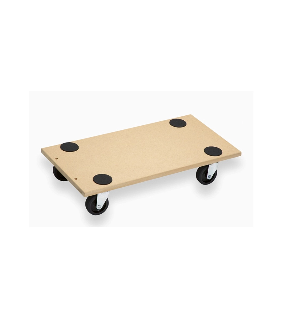 CARRELLO A PIANALE IN MDF, RUOTE IN POLIAMMIDE