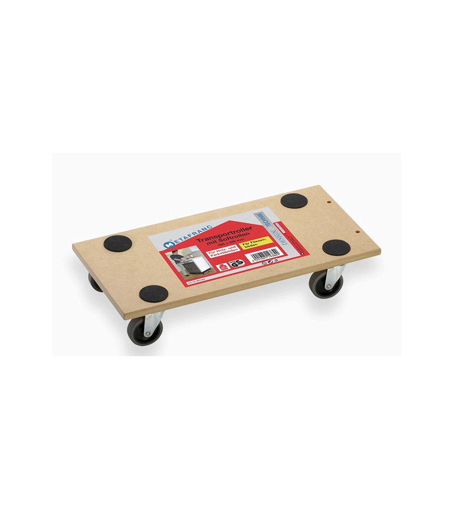 CARRELLO A PIANALE IN MDF, RUOTE IN PLASTICA