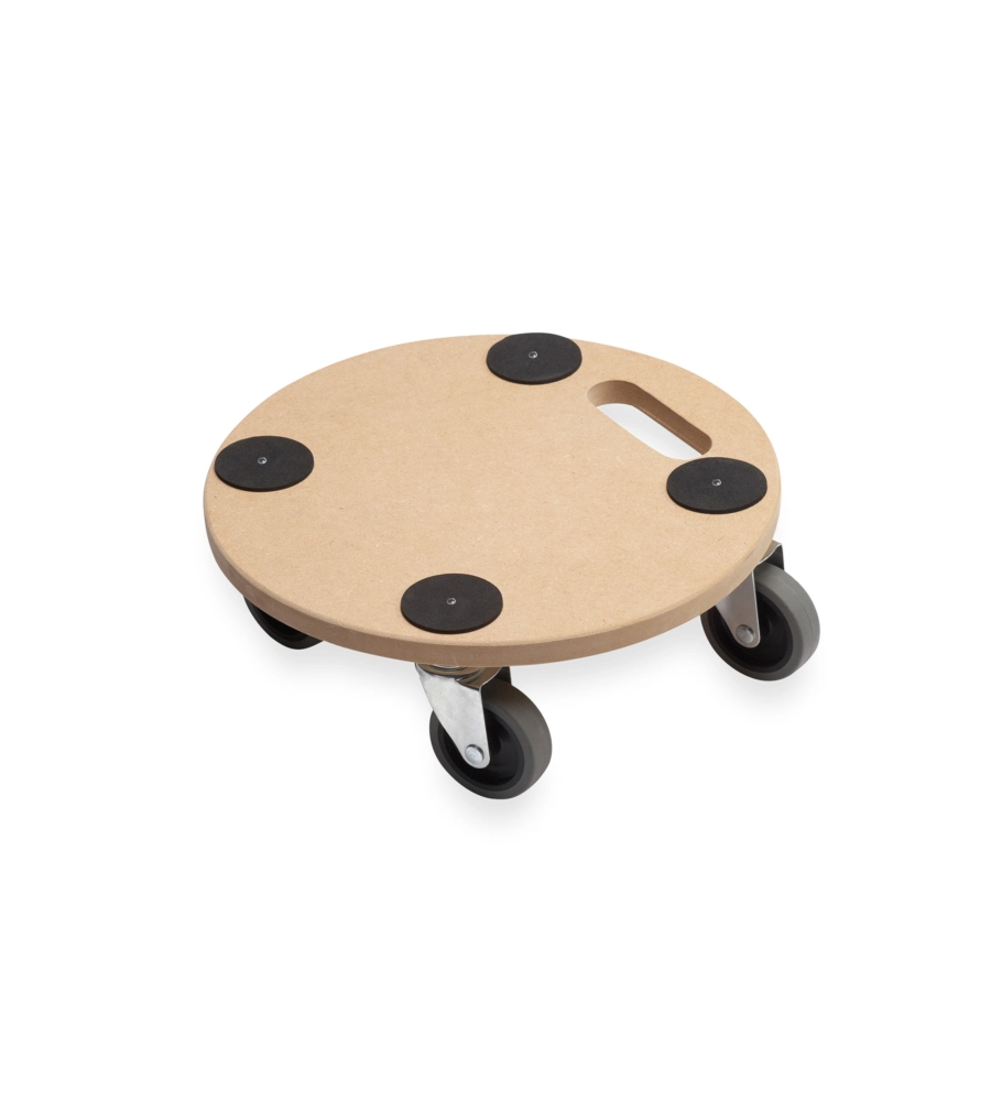 CARRELLO A PIANALE IN MDF, RUOTE IN PLASTICA