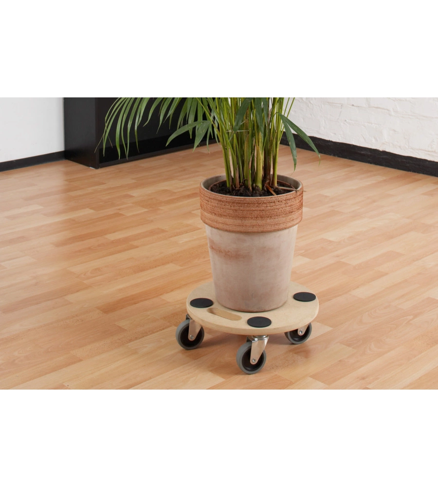 CARRELLO A PIANALE IN MDF, RUOTE IN PLASTICA