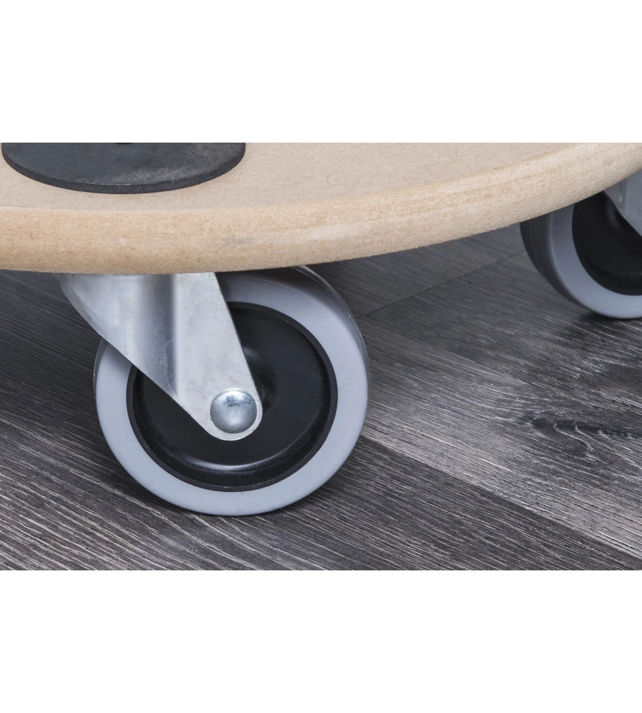 CARRELLO A PIANALE IN MDF, RUOTE IN PLASTICA