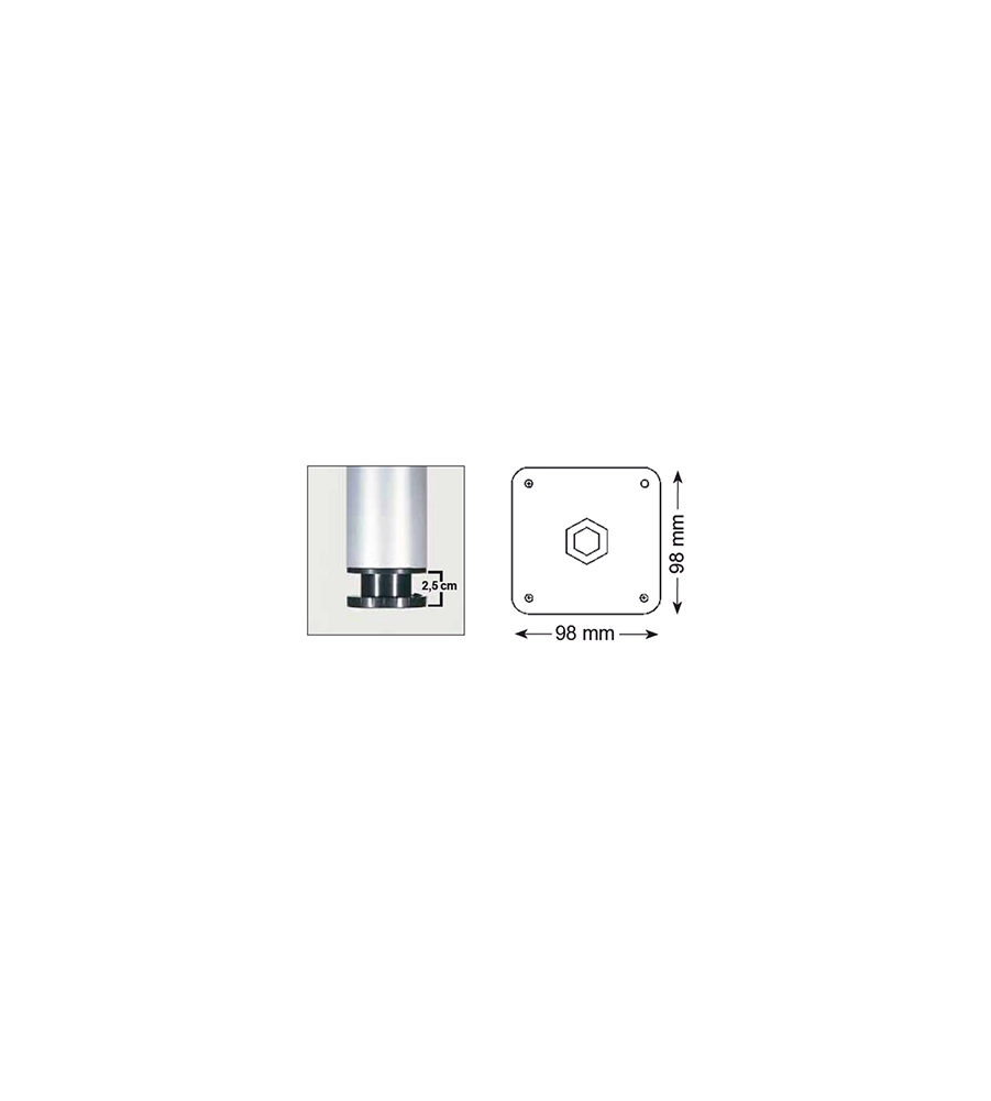 GAMBA TAVOLO TONDA Ø 80 - H.710 MM. ALLUMINIO OPACO