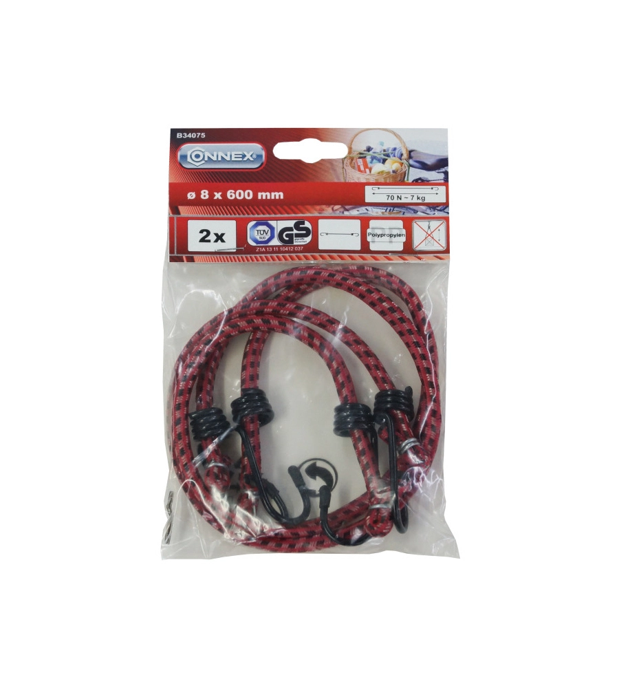 CAVO ELASTICO Ø 8 X 750 MM. CON GANCI A UNCINO PLASTIFICATI 2 PZ.