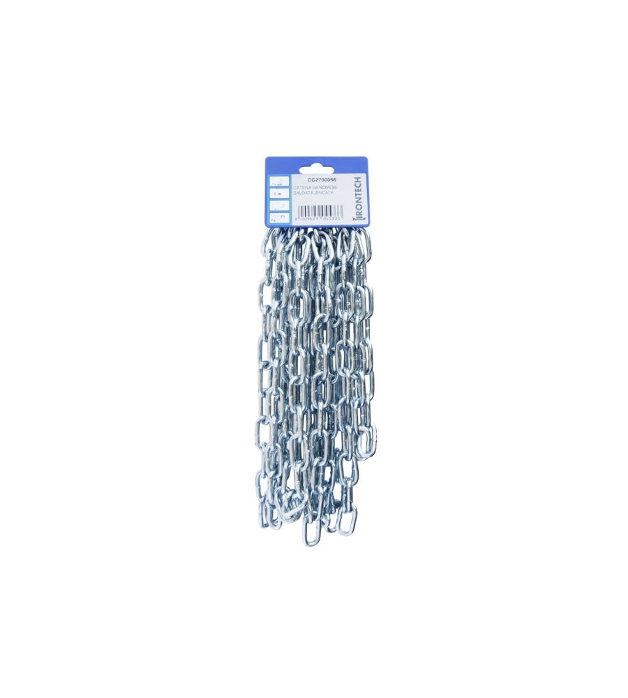 CATENA GENOVESE PRETAGLIATA Ø 5 MM. IN ACCIAIO ZINCATO 5 MT.