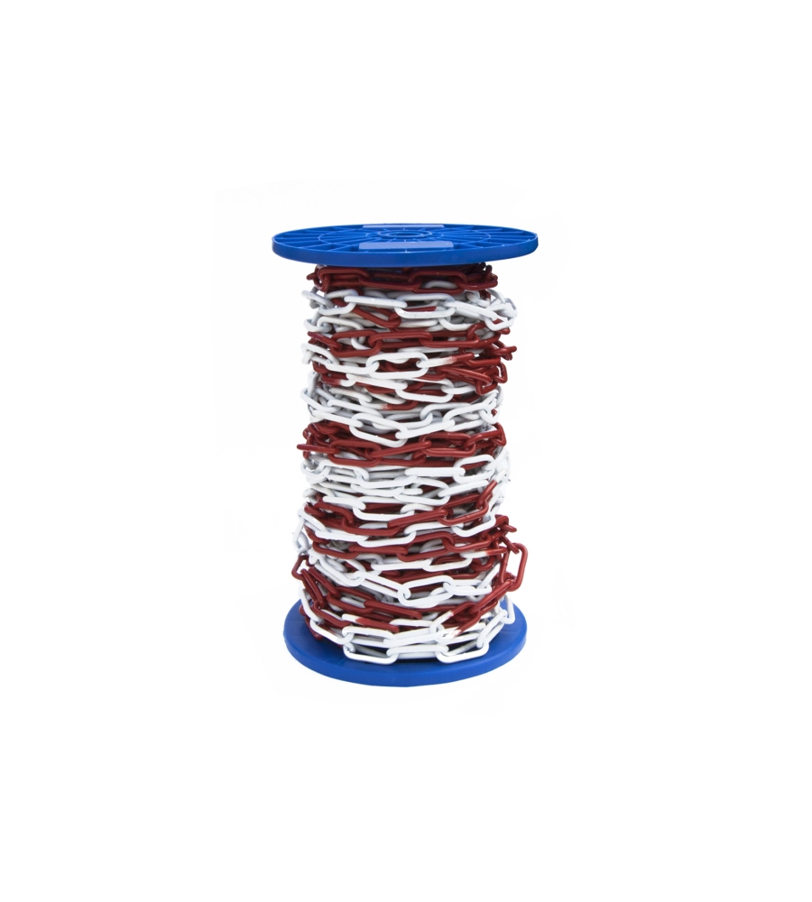 CATENA GENOVESE MAGLIA LUNGA SALDATA Ø 5 MM. IN ACCIAIO BIANCO/ROSSO 30 MT.