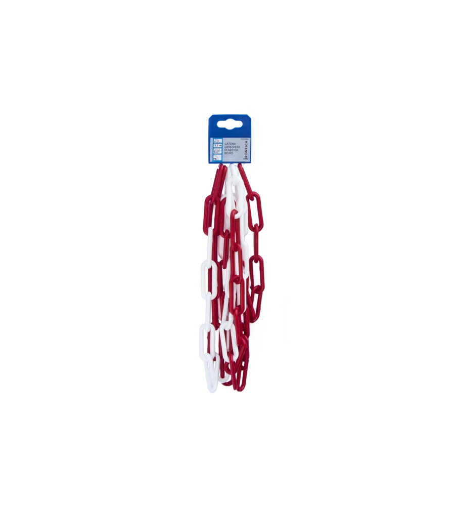 CATENA SEGNALETICA PRETAGLIATA Ø 6 MM. IN PLASTICA BIANCO/ROSSO 2,5 MT.