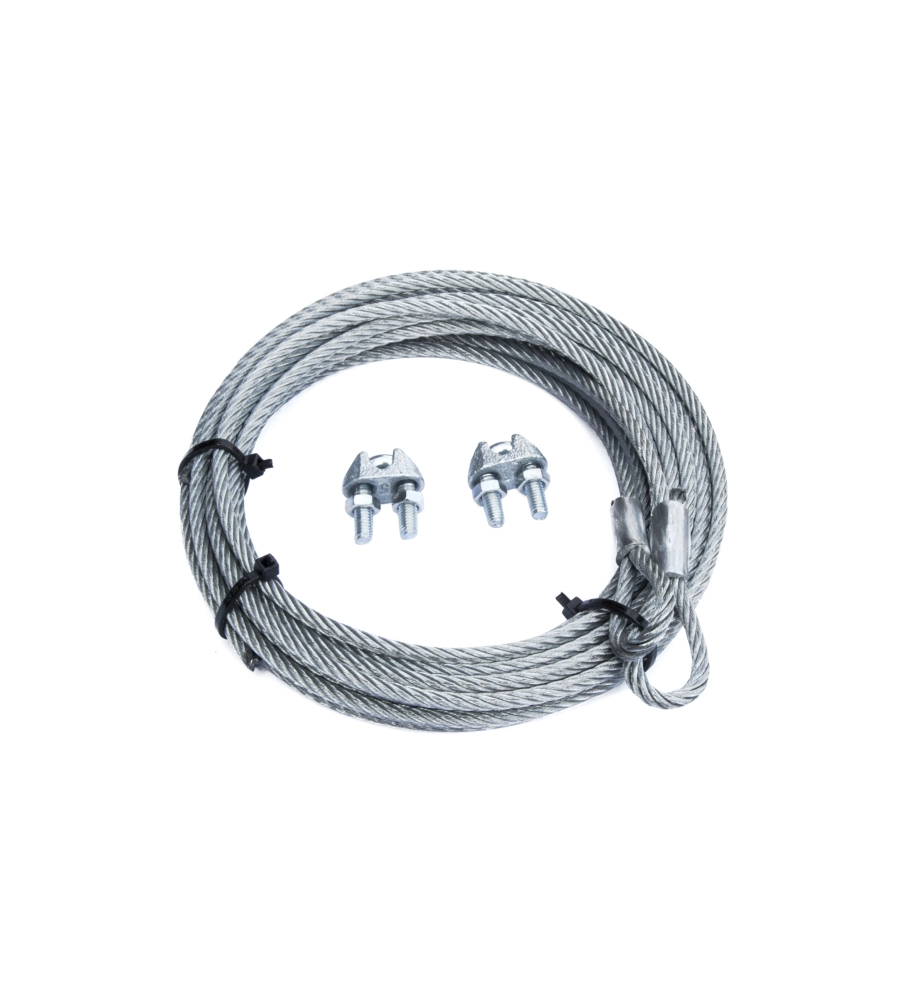 KIT PER PORTE BASCULANTI FUNE Ø 4 MM. CON GANCIO AD ASOLA + 2 MORSETTI