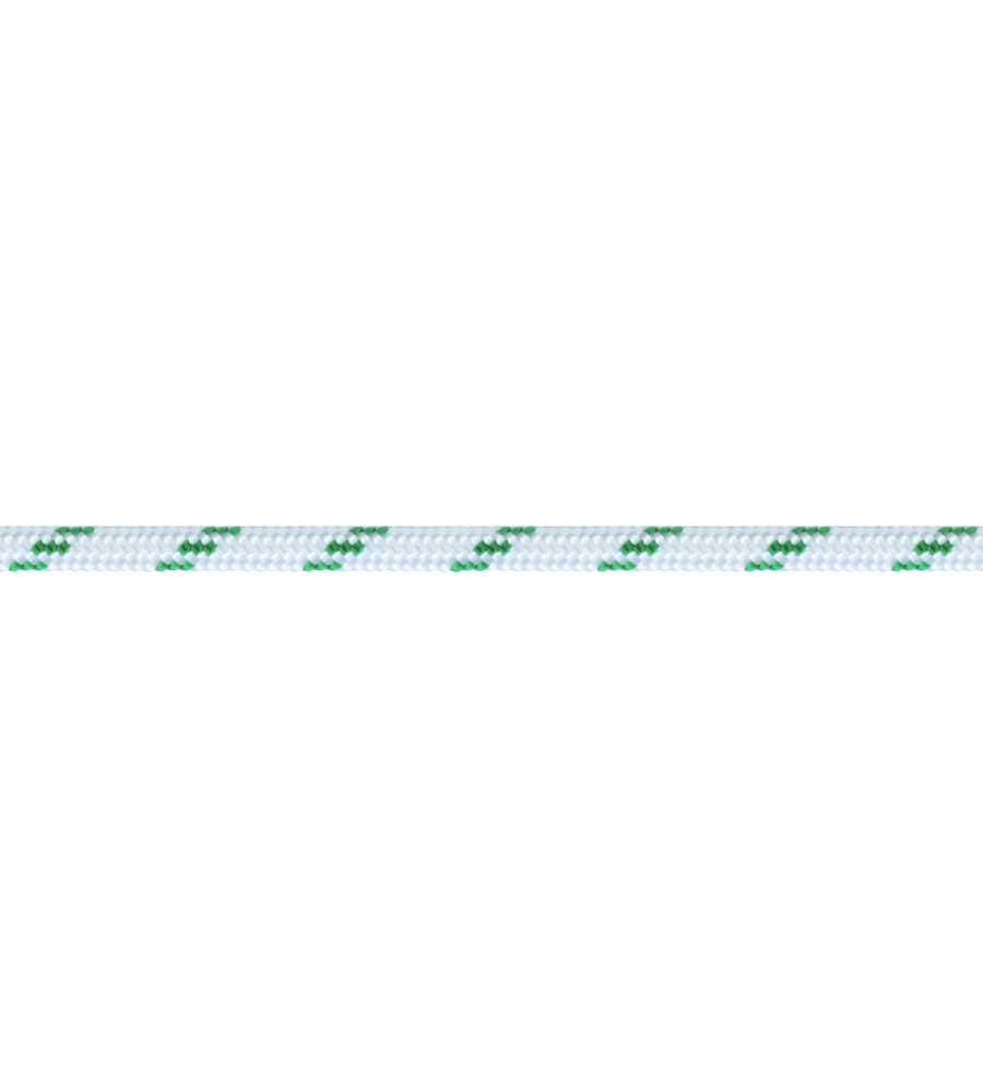 CORDA IN POLIESTERE Ø 8 MM. BIANCO CON SEGNALINO VERDE 80 MT.