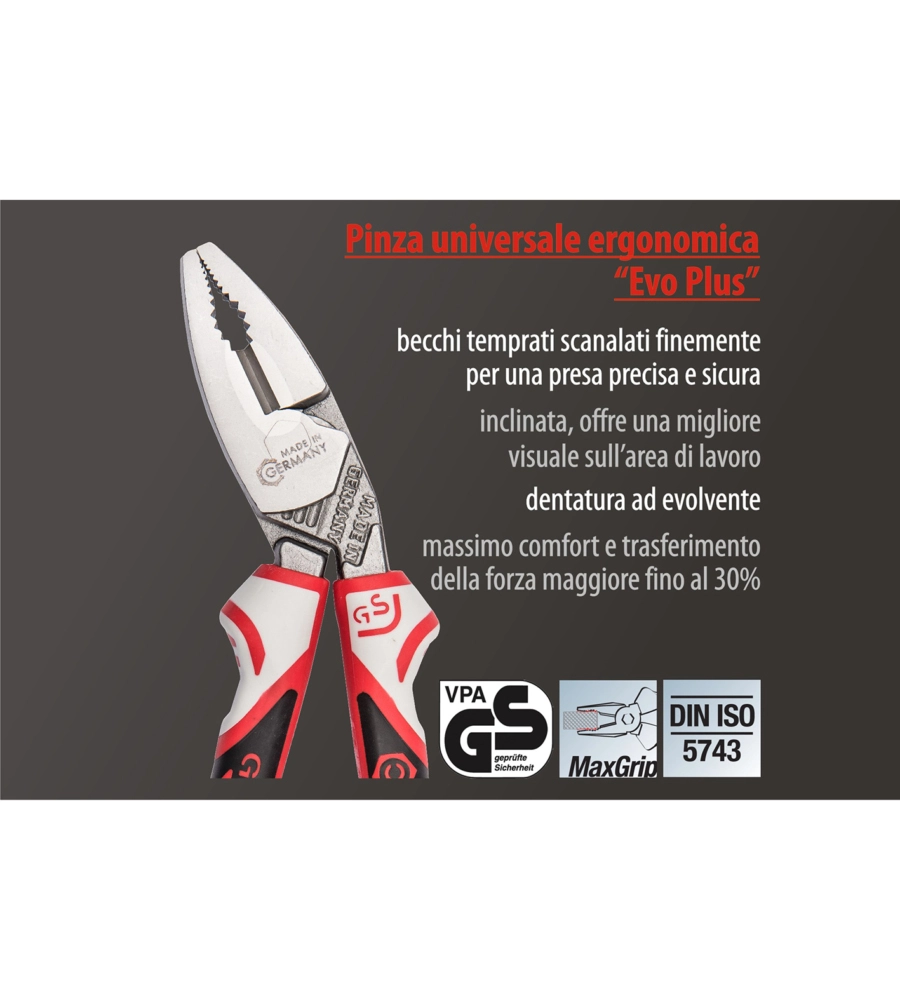 PINZA UNIVERSALE ERGONOMICA 3K EVO PLUS 190 MM.