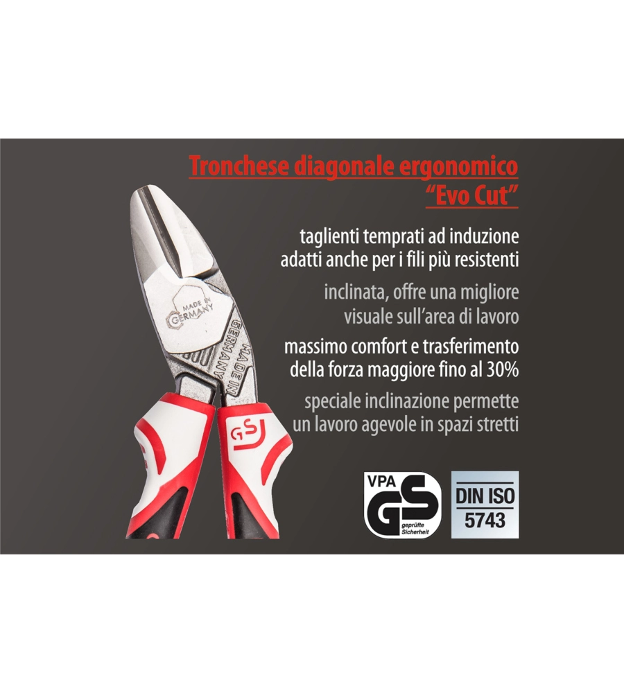 TRONCHESE DIAGONALE ERGONOMICA 3K EVO CUT 180 MM.
