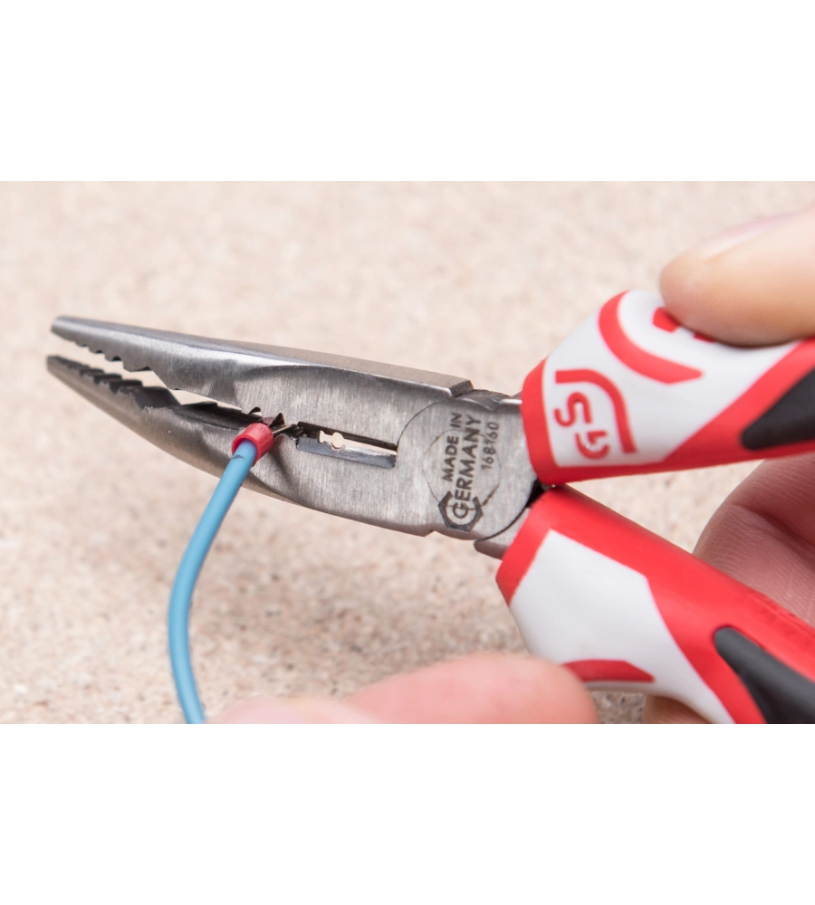 PINZA BECCHI CURVI 3K CON CRIMPATRICE E SPELAFILI 160 MM.
