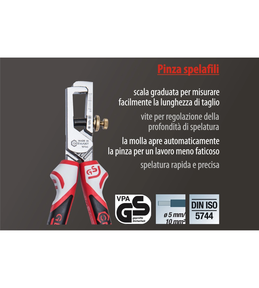 PINZA SPELAFILI 3K 160 MM.