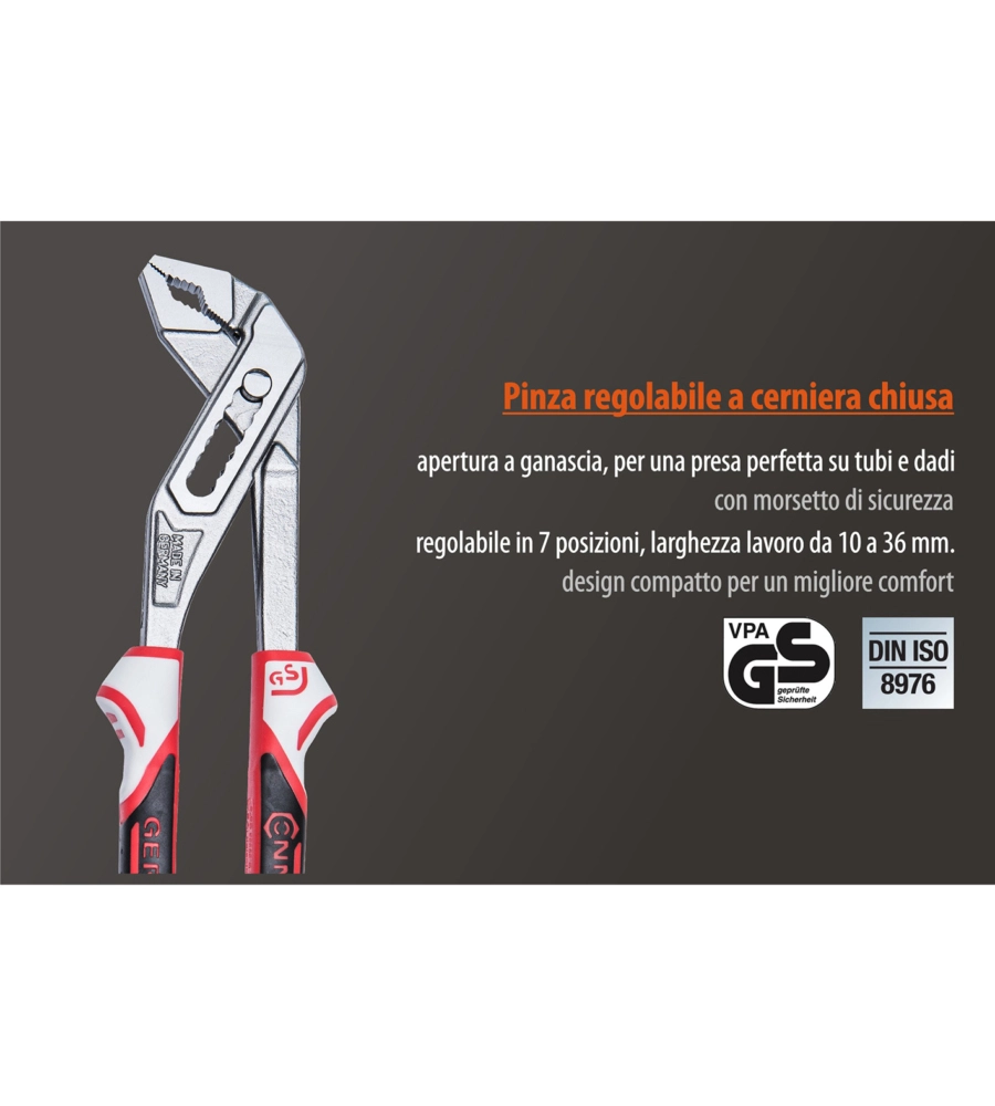 PINZA REGOLABILE A CERNIERA CHIUSA 3K - 240 MM.