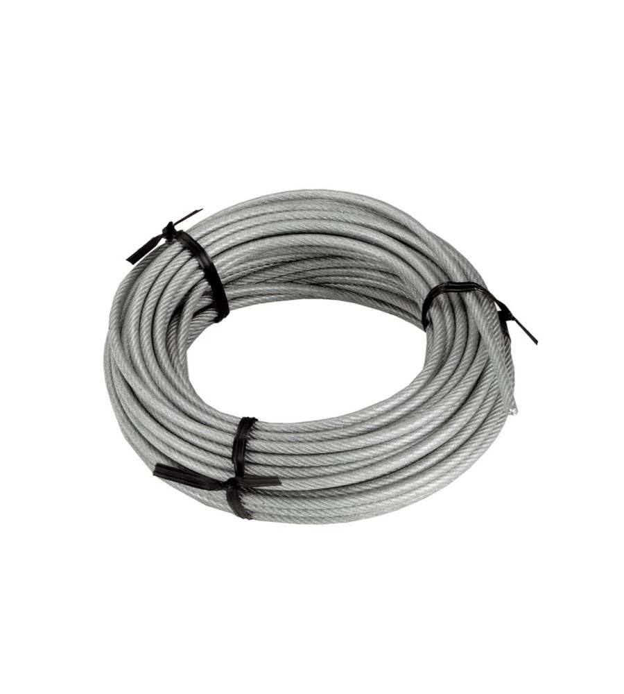 FUNE IN FERRO ZINCATO PLASTIFICATO, ANIMA IN  FIBRA TESSILE Ø 3 - 4 MM. 15 MT.