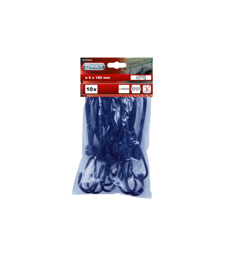 CAVO ELASTICO DI SERRAGGIO CHIUSO Ø 6 CON GANCIO ACCIAIO PLASTIFICATO 10 PZ.