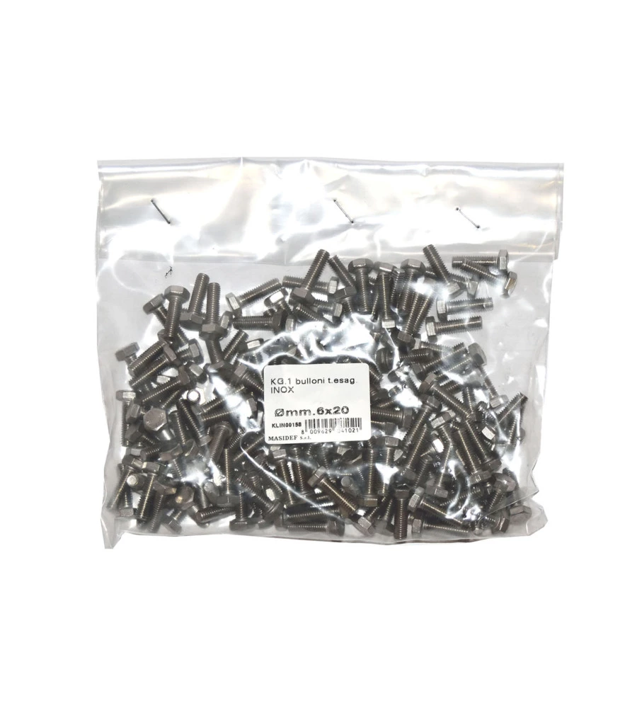 VITI TESTA ESAGONALE IN ACCIAIO INOX A2 - M6 X 20 - 1 KG.