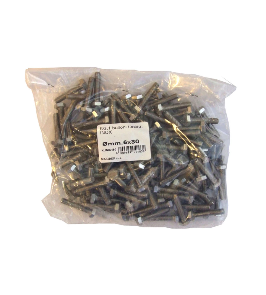 VITI TESTA ESAGONALE IN ACCIAIO INOX A2 - M6 X 30 - 1 KG.