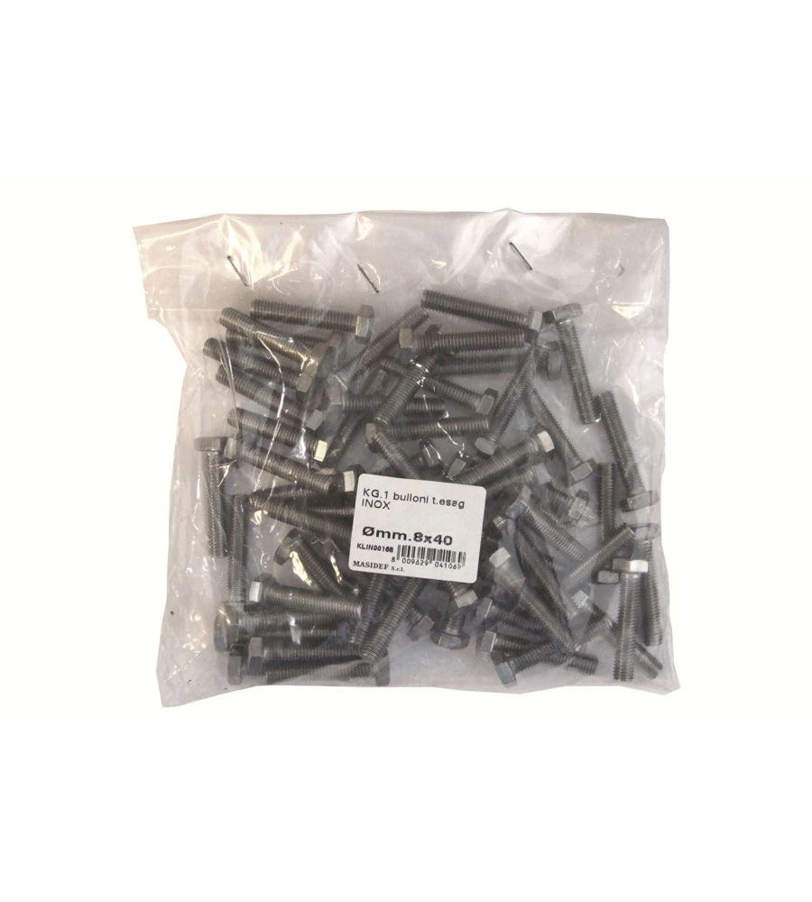 VITI TESTA ESAGONALE IN ACCIAIO INOX A2 - M8 X 40 - 1 KG.