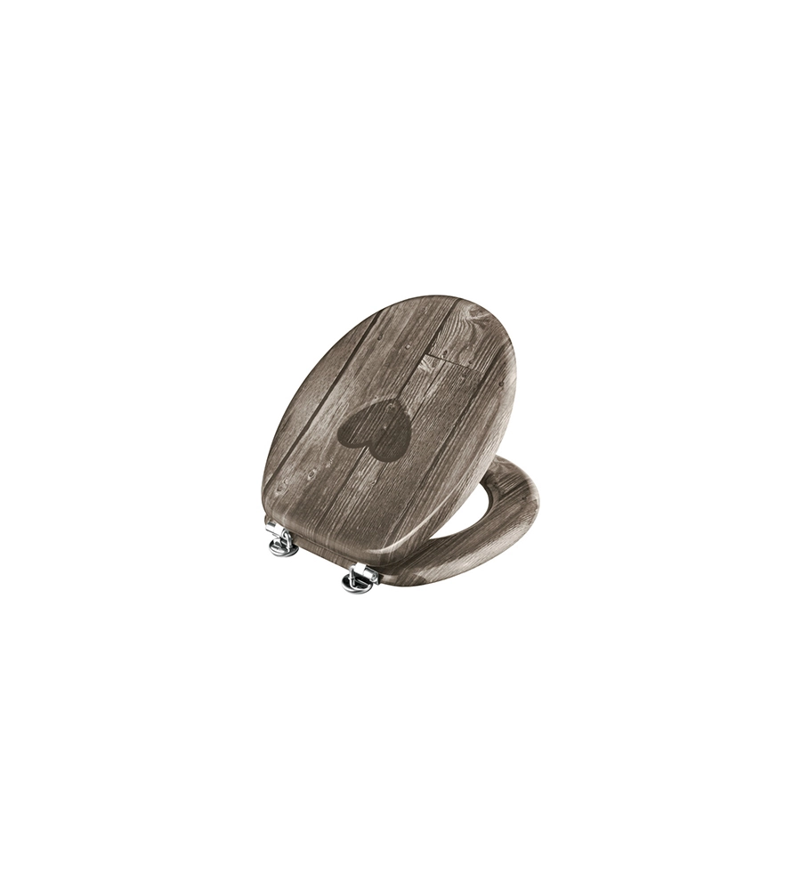 SEDILE COPRI WATER DECORO CUORE, MDF, MARRONE