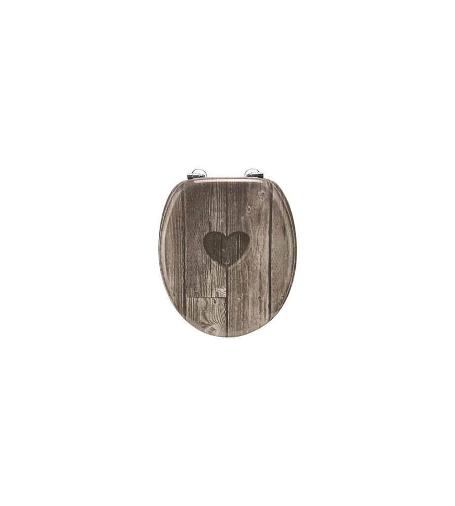 SEDILE COPRI WATER DECORO CUORE, MDF, MARRONE