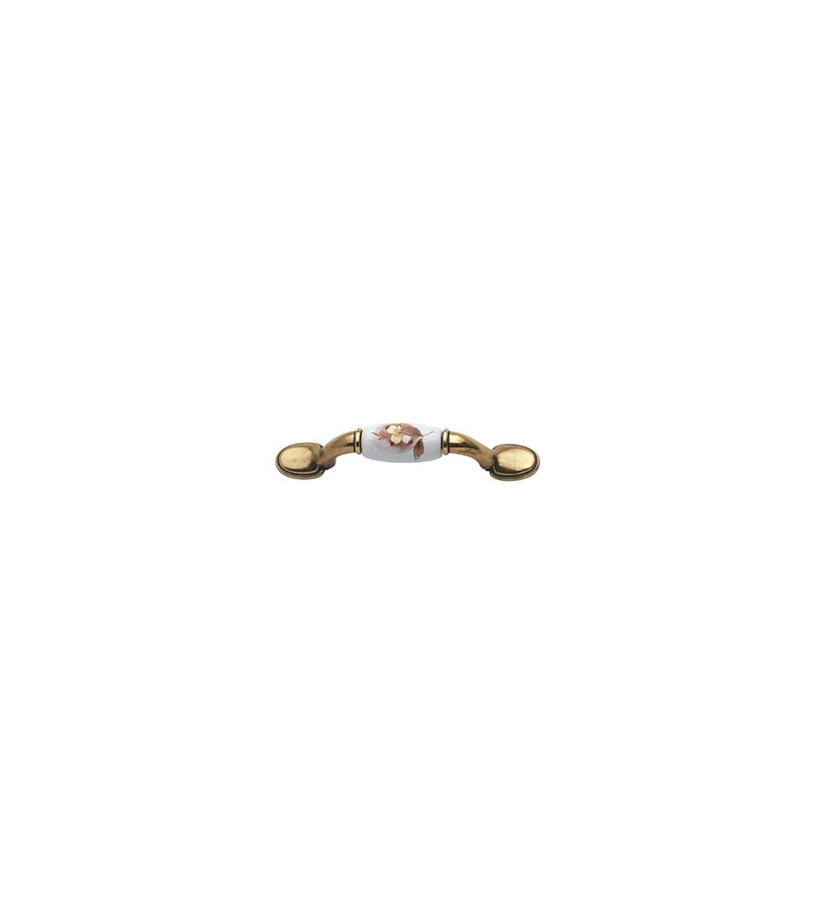 MANIGLIETTA IN PORCELLANA - 74 MM. - FIORE MARRONE