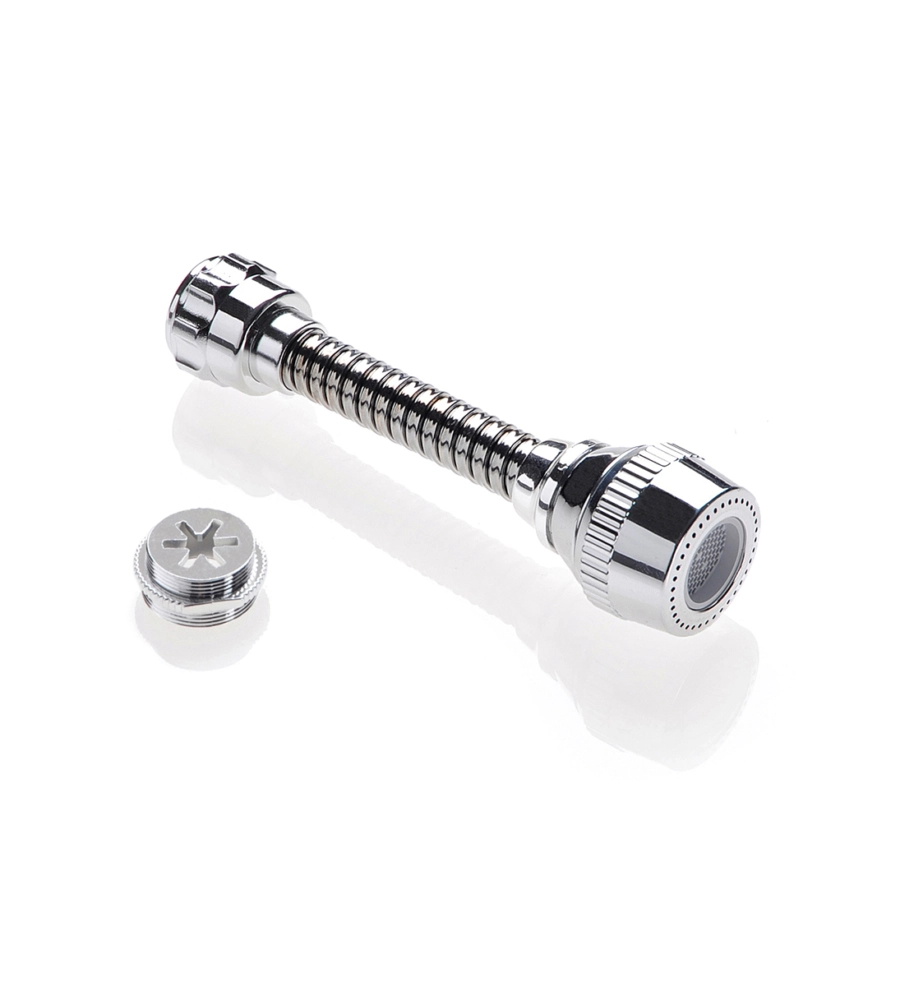 ROMPIGETTO UNIVERSALE BIFLEX IN OTTONE CROMATO, CON ADATTATORE MASCHIO-FEMMINA