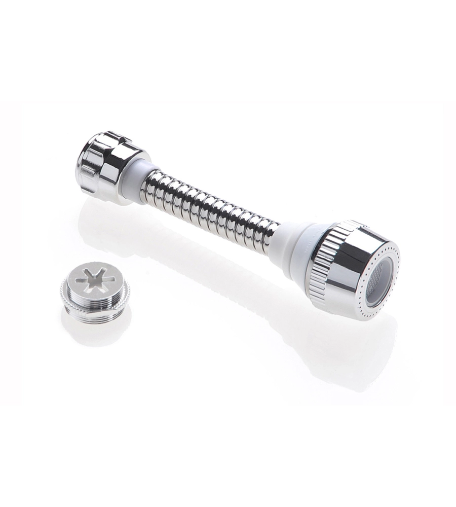 ROMPIGETTO UNIVERSALE BIFLEX IN OTTONE CROMATO, CON ADATTATORE MASCHIO-FEMMINA
