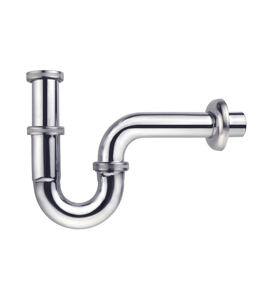 SIFONE A "S" 1 1/4" IN OTTONE CROMATO, PER BAGNO