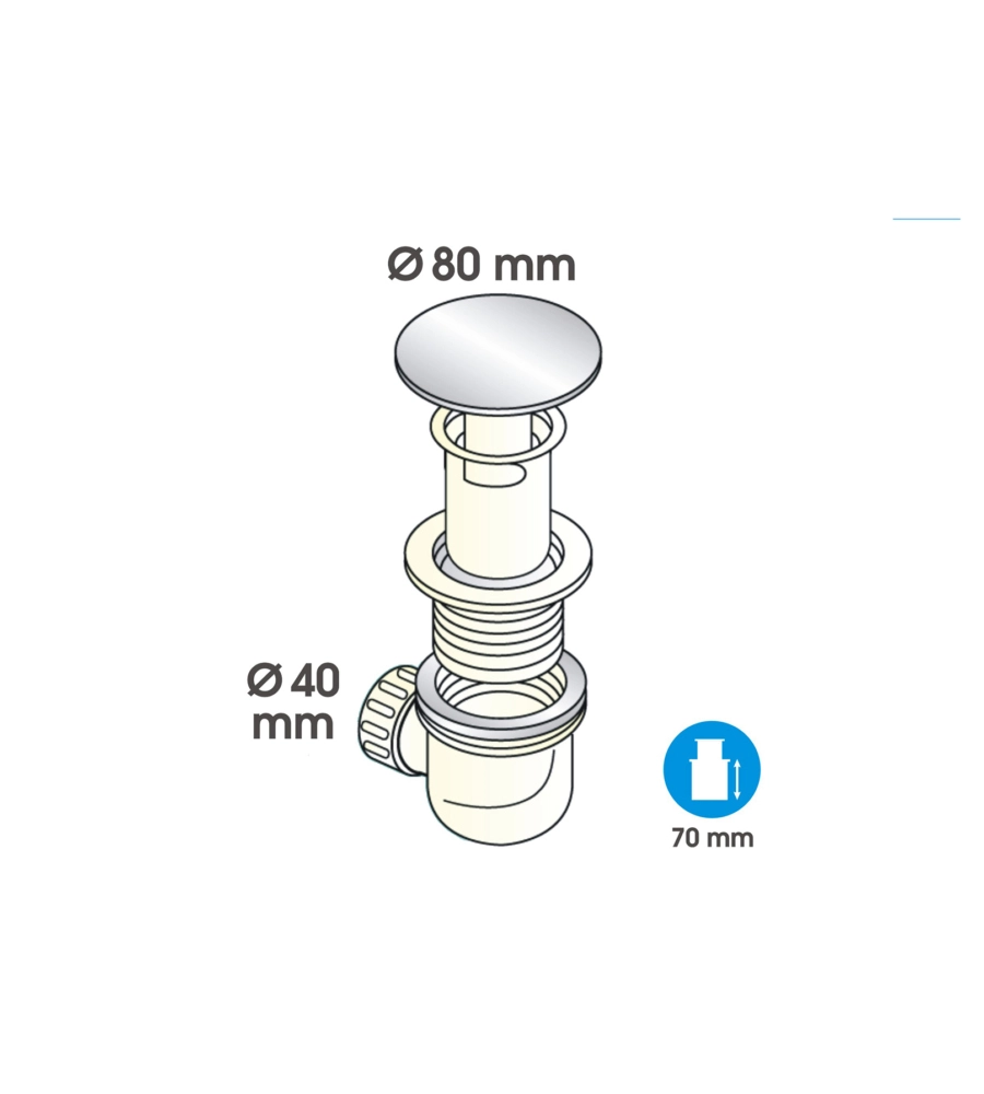 POZZETTO SIFONE Ø 80 MM. CON GRIGLIA