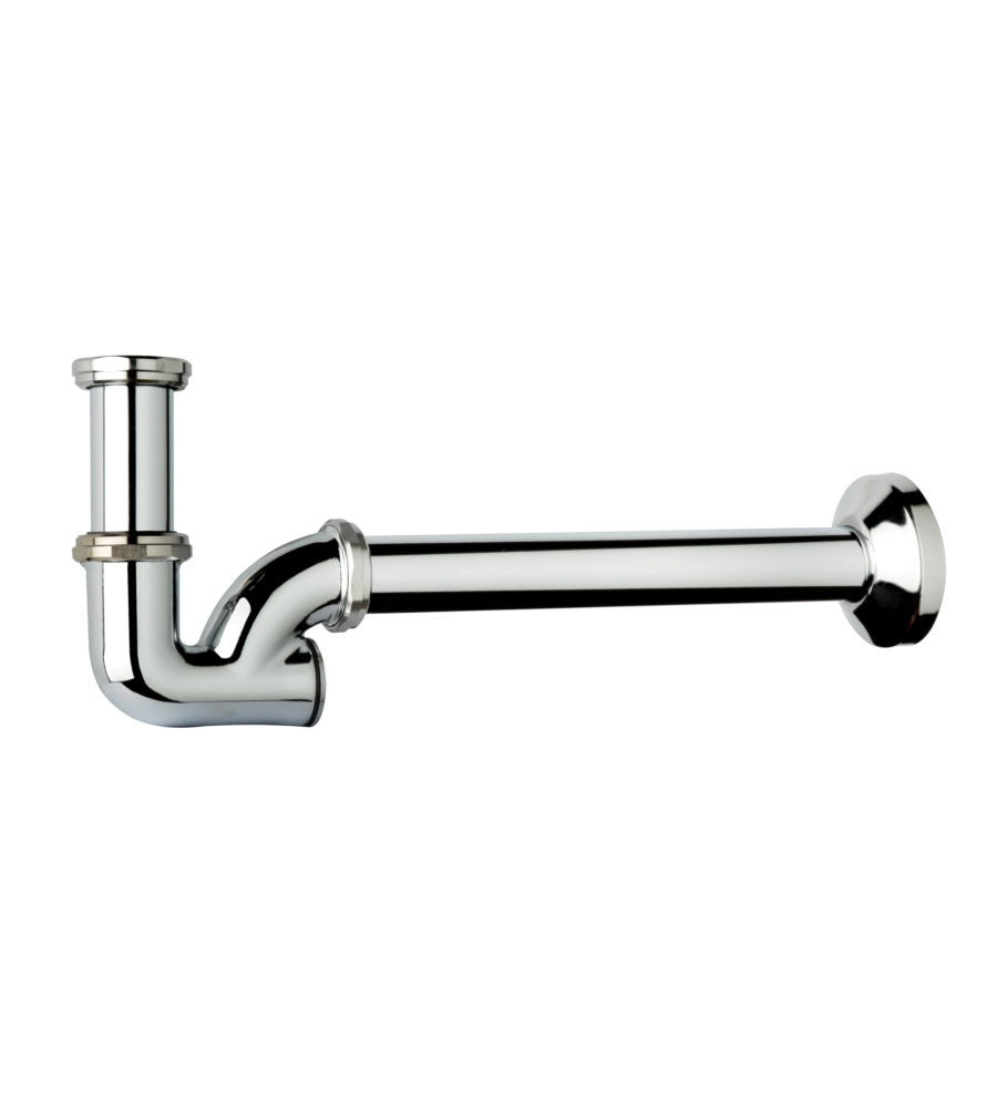 SIFONE A "U" 1 1/4" IN OTTONE CROMATO, PER BAGNO