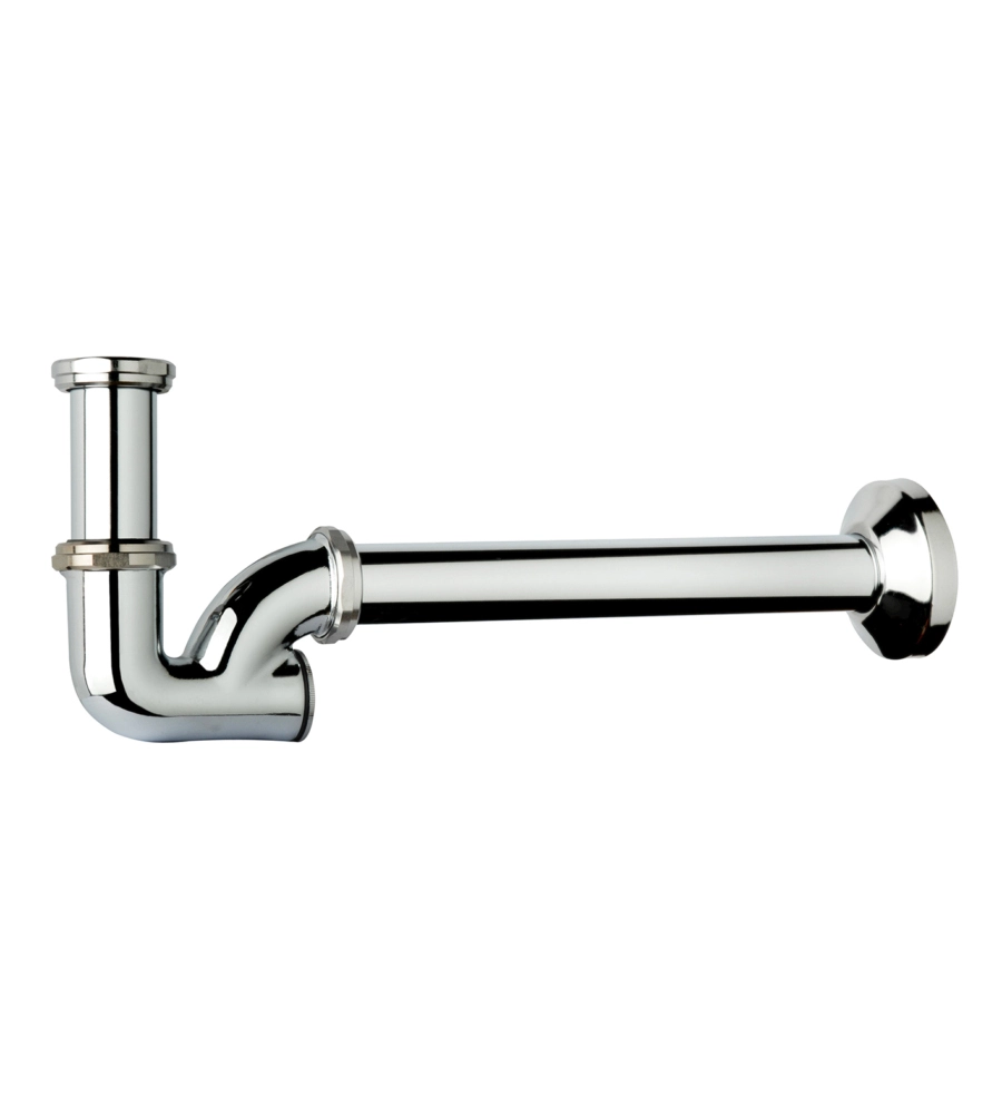 SIFONE A "U" 1" IN OTTONE CROMATO, PER BAGNO