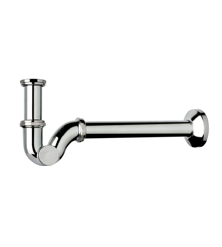 SIFONE A "S" 1" IN OTTONE CROMATO, PER BAGNO