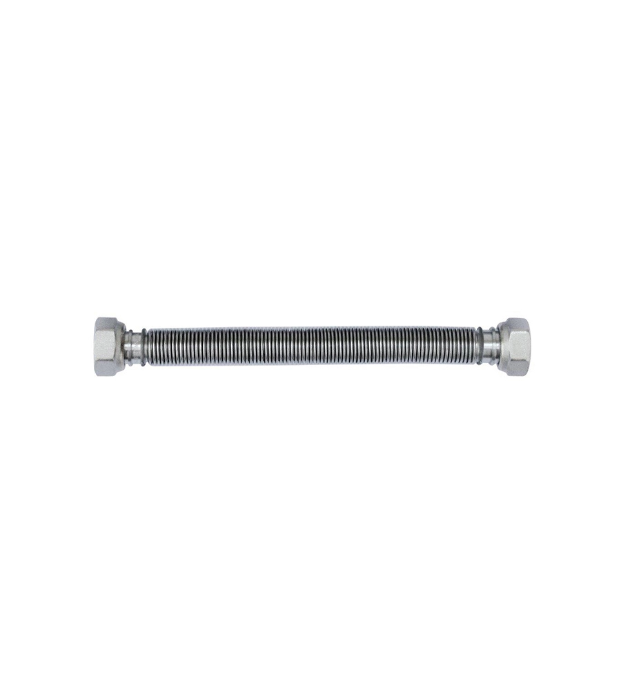 TUBO GIUNTO ACQUA FLESSIBILE ED ESTENSIBILE IN ACCIAIO INOX 100/200MM M/F 1/2"