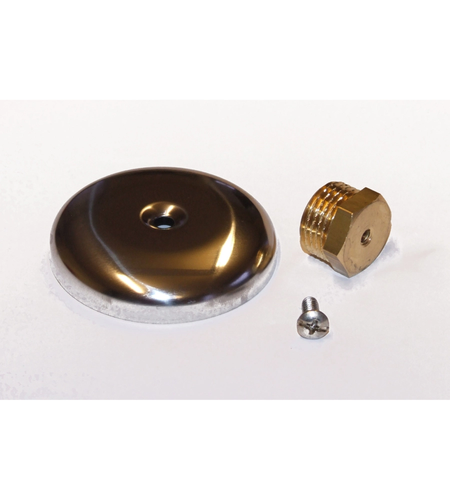 TAPPO OTTONE MASCHIO 1/2" CON ROSONE IN ACCIAIO 
INOX