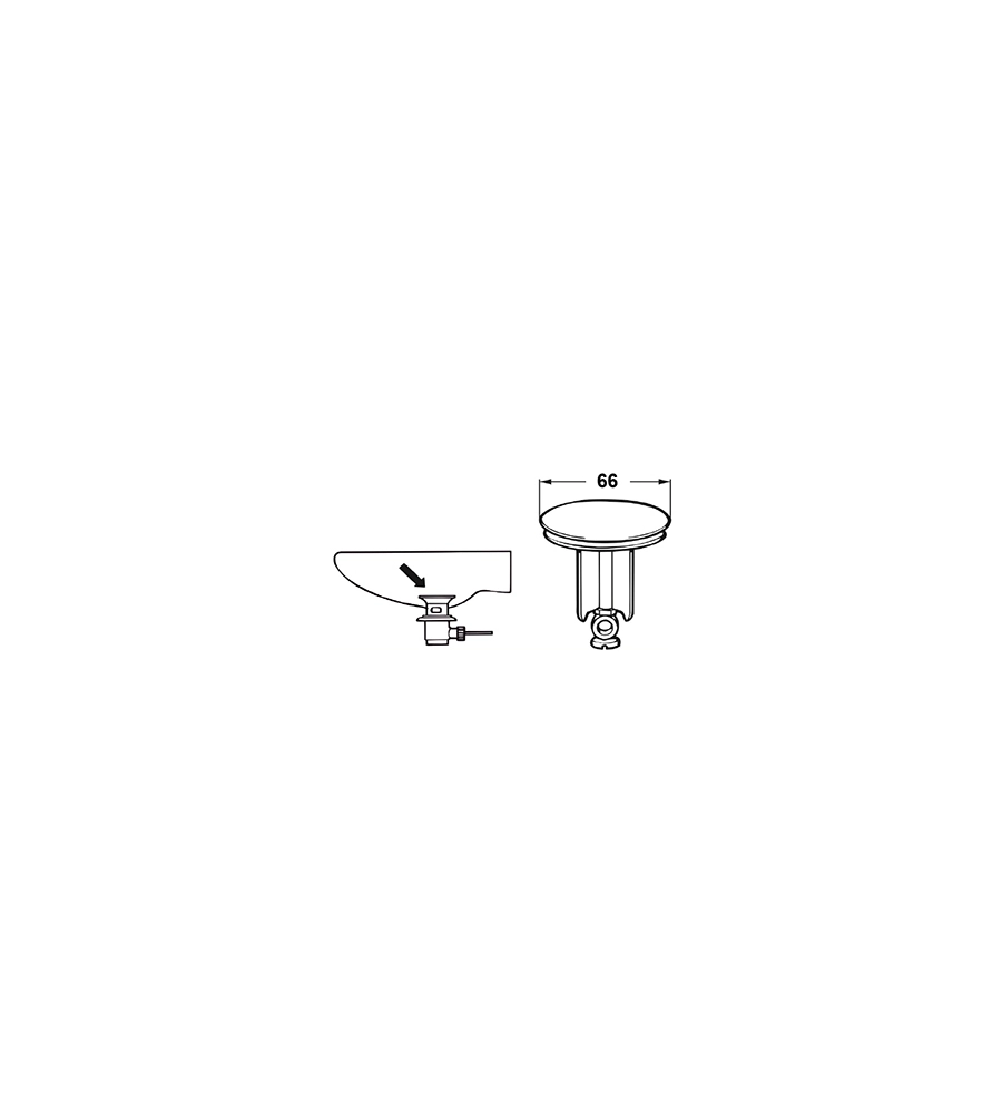 TAPPO UNIVERSALE COPRI PILETTA Ø 66 MM.