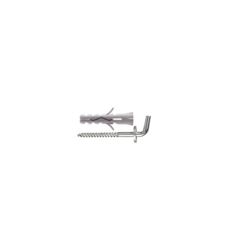 TASSELLI IN NYLON Ø 6 X 30 SENZA COLLARINO CON GANCIO CORTO A VITE 12 PZ.