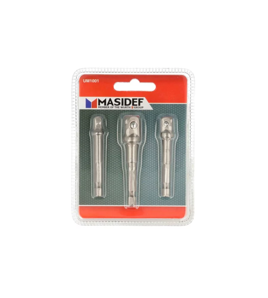 ADATTATORI DA 50 MM. CON ATTACCO 1/4” PER 1/4” - 3/8” - 1/2” 3 PZ.