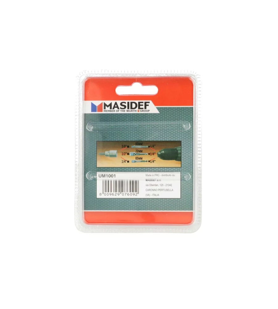 ADATTATORI DA 50 MM. CON ATTACCO 1/4” PER 1/4” - 3/8” - 1/2” 3 PZ.
