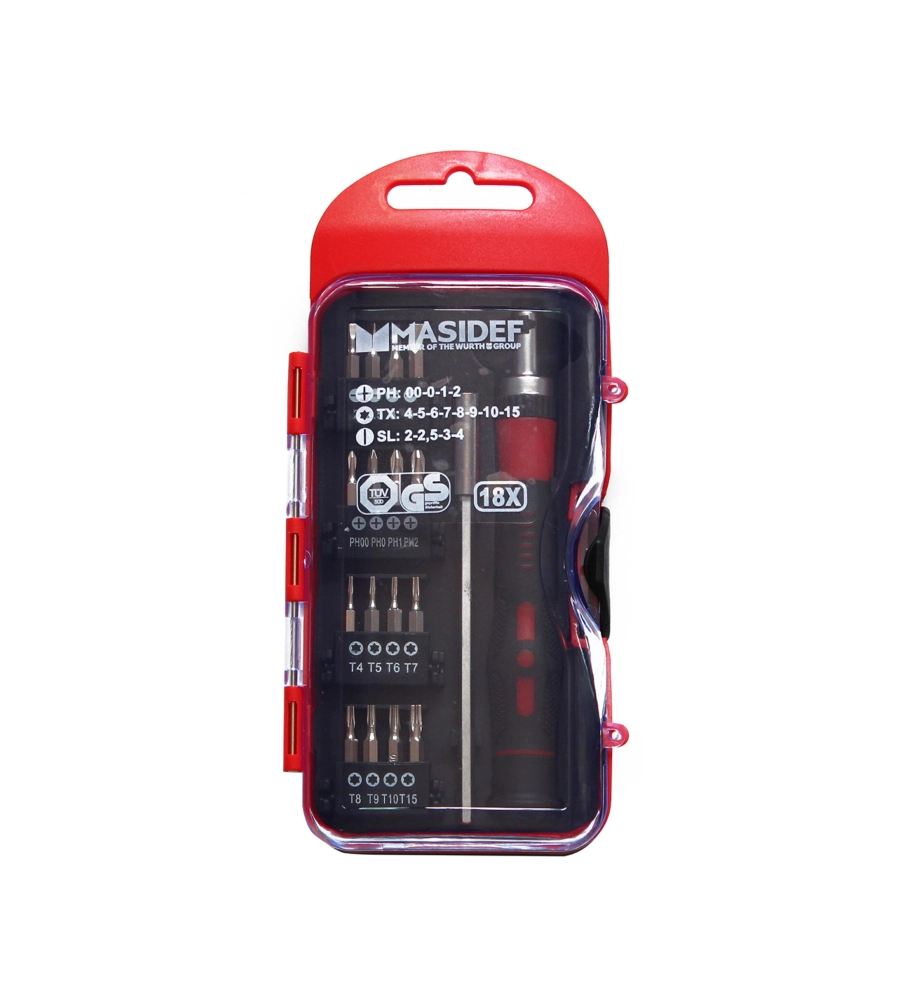 SET 18 INSERTI MASIDEF CON PROLUNGA 120 MM