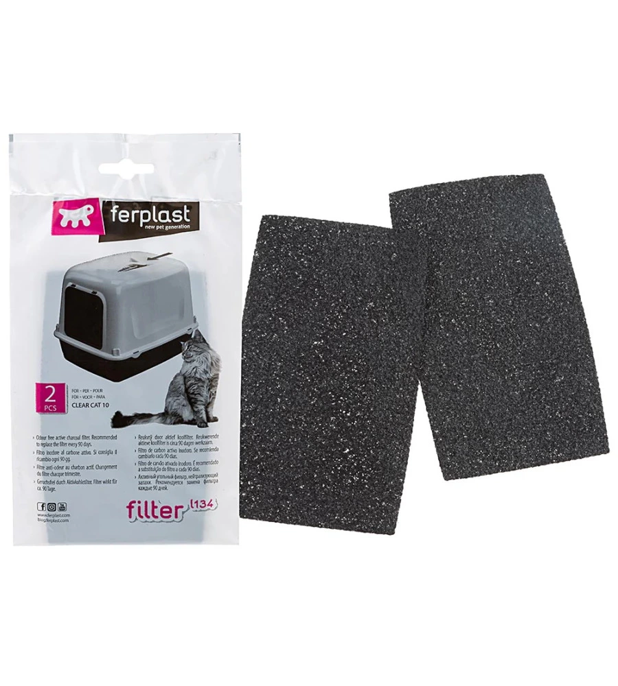 FILTRI CARBONE ATTIVO LETTIERA GATTO FERPLAST "L134" 2 x 15,5X9X0,2 CM