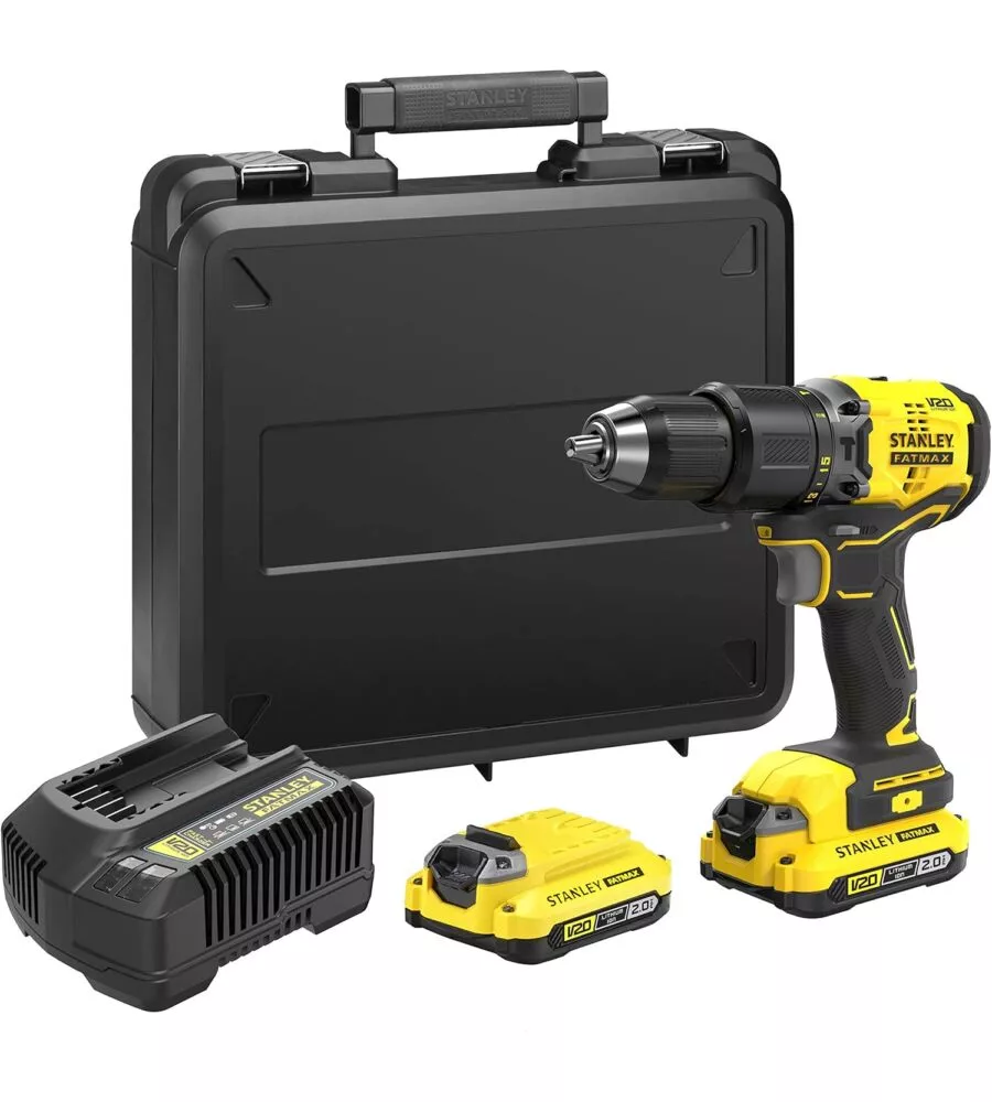 KIT VALIGETTA TRAPANO AVVITATORE A PERCUSSIONE STANLEY FATMAX CARICABATTERIE E 2 BATTERIE 18V 2AH